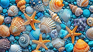 sea shells on pebbles by a beach greeting card for sale by susan schoeck