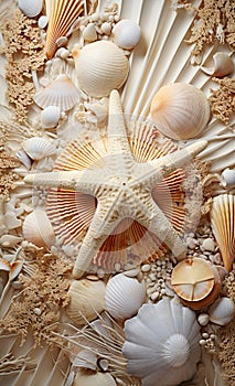 a mixture of shells and a starfish on top