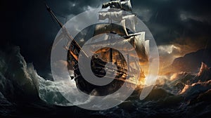 Sea ship ocean pirate water