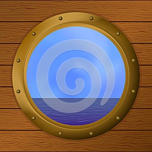 Sea in a ship window