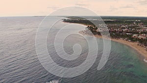 Sea shore in cloudy weather above