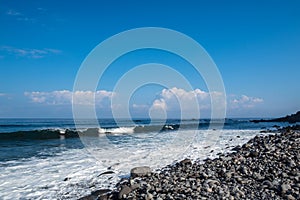 Sea shore with polished stones