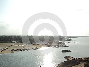 Sea shore seen in evening