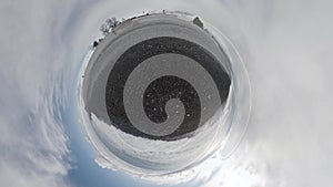 Sea Shore, waves. Rolling Tiny Little Planet 360