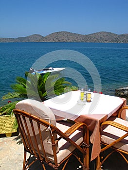 Sea side taverna in Crete photo