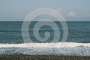 Beautiful seascape. Marine background. Waves on the sea.