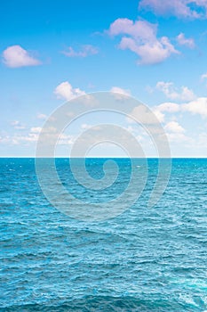 Sea and sky. calm seascape with clouds on the evening sky.