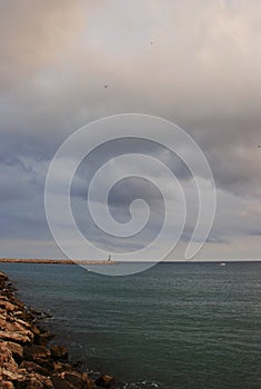 Sea and sky landscape in Cambrils Spain photo