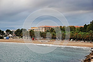 Sea and sky landscape in Cambrils Spain photo