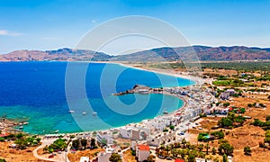 Sea skyview landscape photo from Feraklos castle on Haraki town near Agia Agathi beach on Rhodes island, Dodecanese, Greece.