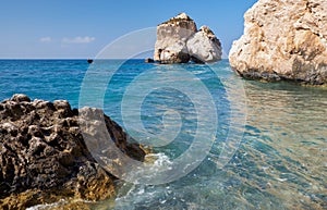 A sea stack on the Aphrodite\'s (Petra of Romiou) beach. Kouklia. Cyprus