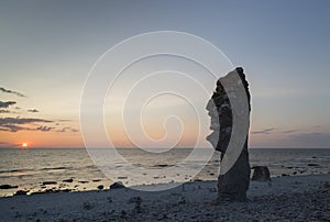 Sea Stack at Langhammar, Gotland in Sweden