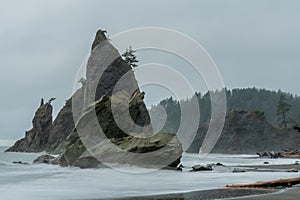 Sea Stacks And Crashing Waves At Rialto Beach