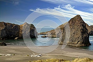 Sea stacks at low tide near  Meyers Creek Beach