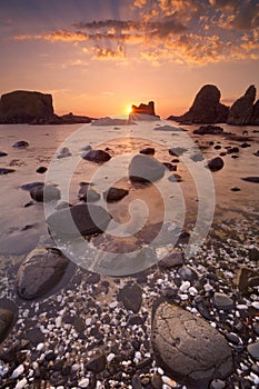 Sea stacks near Ballintoy Harbour in Northern Ireland