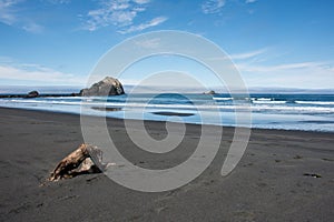 Sea stacks in the Pacific Ocean near Crescent City California on a clear sunny day