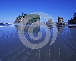 Sea stacks and reflection