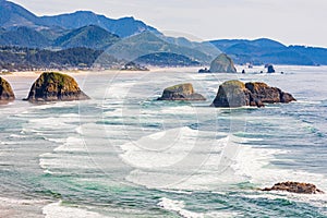 Sea stacks and surf at Ecola State Park on the Oregon coast