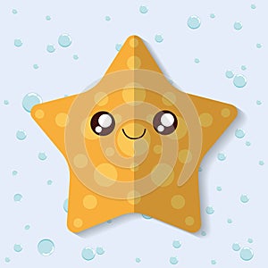 Sea star icon. Sea animal cartoon. Vector graphic