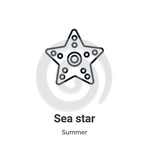 Sea star outline vector icon. Thin line black sea star icon, flat vector simple element illustration from editable summer concept