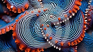 Sea star underwater on the bottom of the sea. Starfish colorful marine life close up detailed neon vivid colors. AI