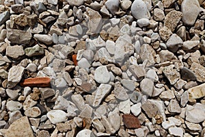 Sea stone. Close up pebbles stone or white sea stone