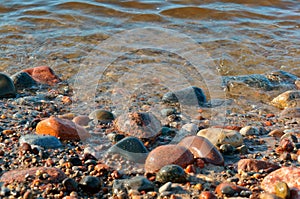 Sea stones, big and small stones from the sea, stones of different size and color