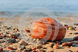 Sea stones, big and small stones from the sea, stones of different size and color