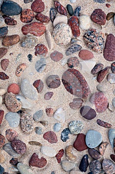 Sea stones of various sizes and colors