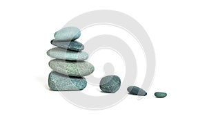 Sea stones zen pyramid on a white background