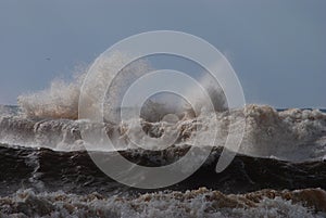 Sea Storm and crashing waves  Mediterranean Sea