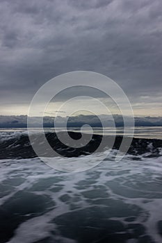 Sea during a storm. Raging wave in the ocean.