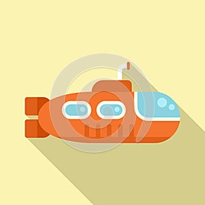 Sea submarine icon flat vector. Underwater ship