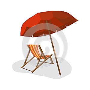 Sea summer beach, sun umbrellas, beach beds isolated with shadow