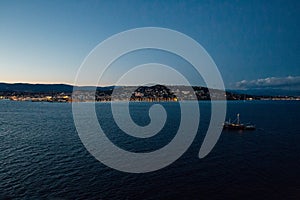 Sea summer landscape, view from the island St Marguerite, Cannes, French Riviera