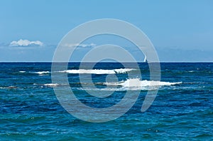 Sea summer view from beach (Greece, Lefkada, Ionian Sea).