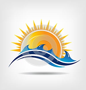 Sea and sun season image logo. Abstraction of su