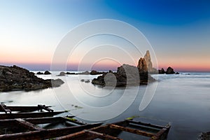 Sea after sunset at Cabo del Gata, Almeria, Spain