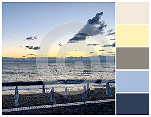 Sea sunset colour palette. Color swatch.