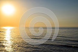 Sea sunset. evening at sunset in the sea.