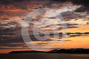 Sea sunset over Split, Croatia