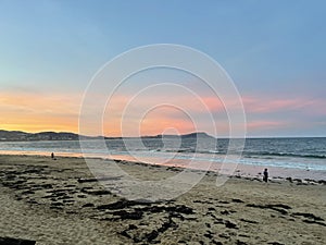 Sea, sunset, seaweed, beach