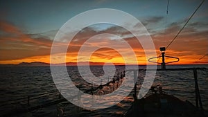 Sea sunset ship sunlight bay