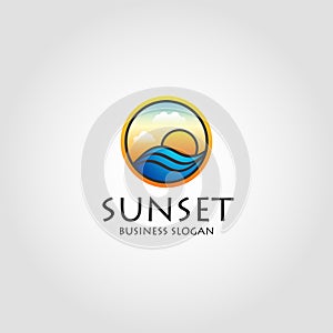 Sea Sunset - Stylish Sunset logo With Circle Concept