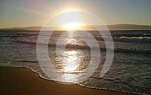 Sea and sunset in summer