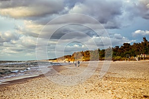 Sea surf in overcast day