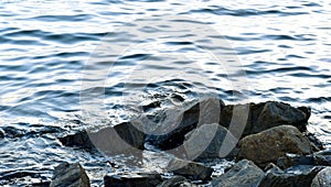 Sea surf with stone, Peaceful background