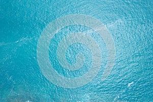 Sea surface aerial view,Bird eye view photo of blue waves and water surface texture Blue sea background Beautiful nature Amazing