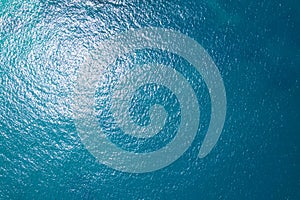 Sea surface aerial view,Bird eye view photo of blue waves and water surface texture Blue sea background Beautiful nature Amazing