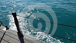 Sea surface with flares - view from moving boat board